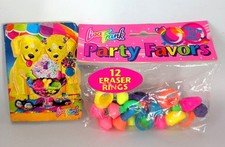 VTG Lisa Frank Party Favor Neon Eraser Rings  Dog Mini Notebook READ Condition