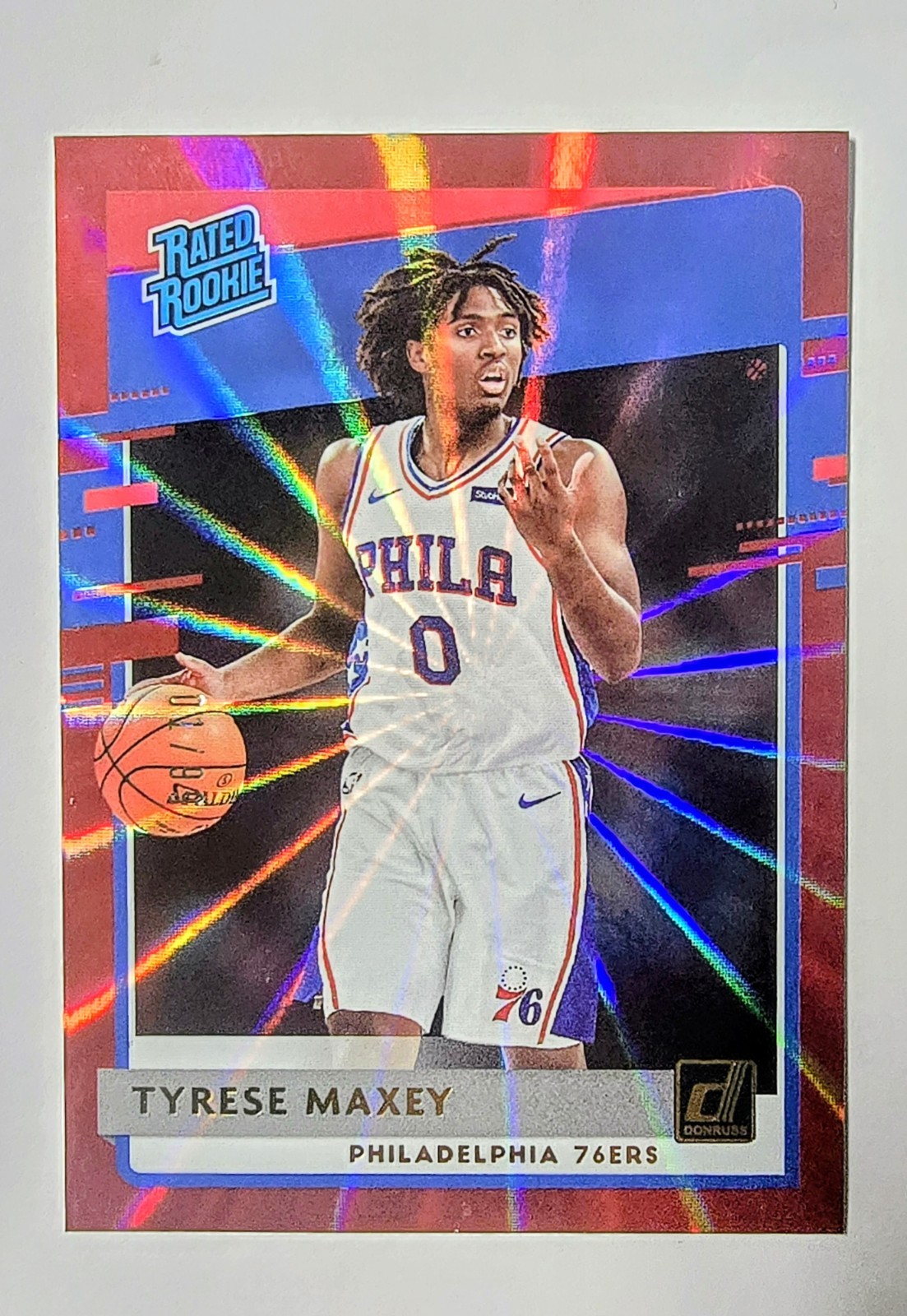 2020-21 Panini Donruss - Rated Rookies Tyrese Maxey #211 Red Laser 1/99 (RC)