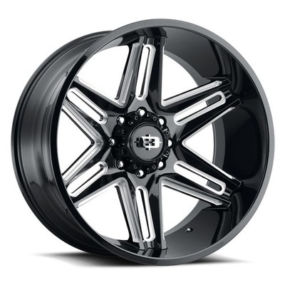 20x10 Black Milled Wheels Vision 363 Razor 8x6.5/8x165.1 -25 (Set of 4)  125.2