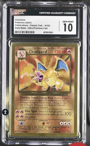 CGC 10 - Charizard 4/102 Celebrations UPC Gold Metal Pokemon Promo Card