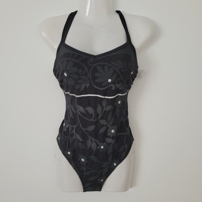 Rosch One Piece Swimsuit VINTAGE SZ 38 BNWT 90s 80s High Cut sheer floral