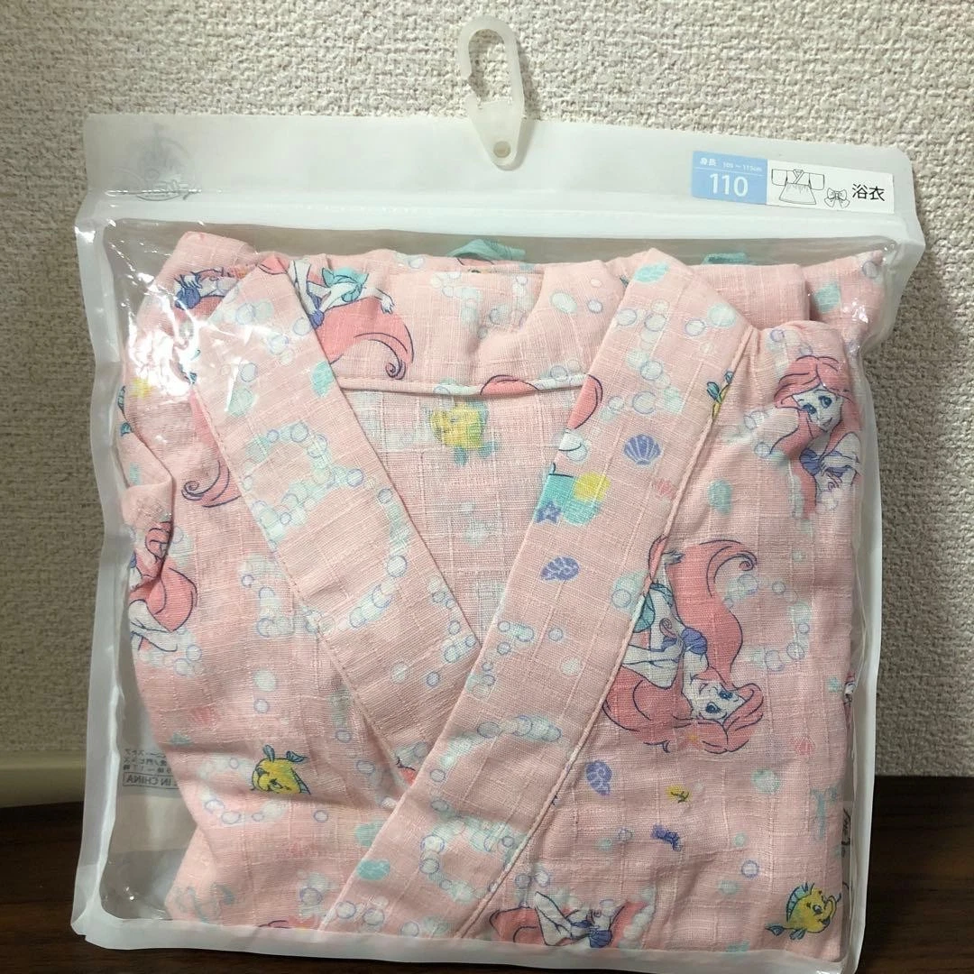 Disney Ariel Little Mermaid Kids Yukata 110 Pink Summer Costume New