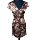 Nanette Lepore Women's 2 Brown Floral V-Neck Knee Length Party Dress 1547 RG