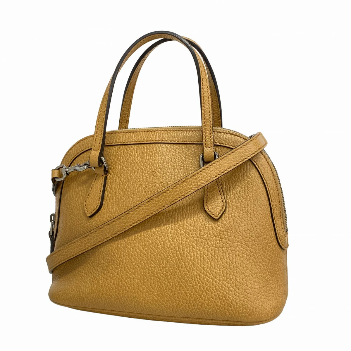 Gucci 2way Leather Handbag Brown Silver Hardware