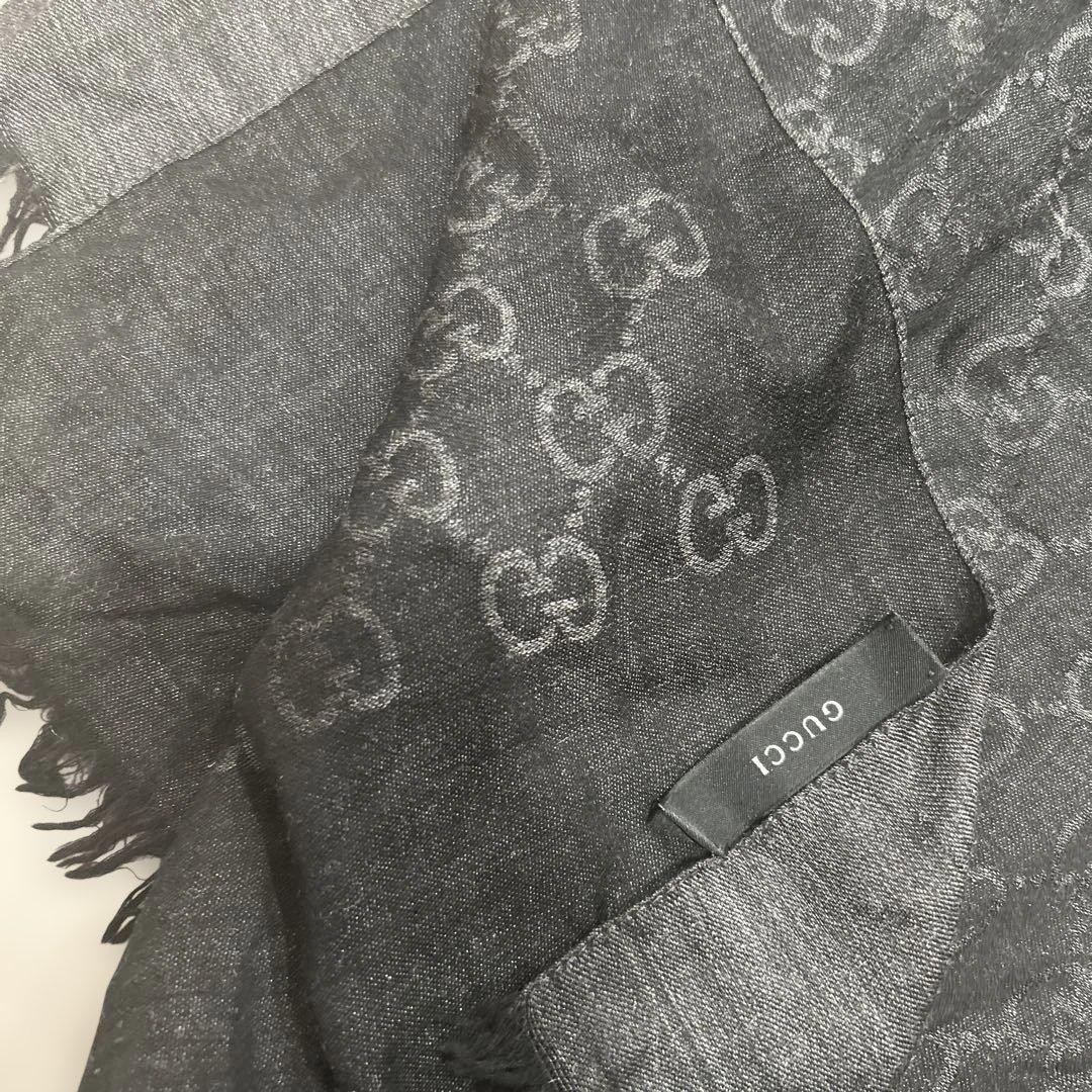 Auth GUCCI GG pattern Large Stole Reversible Blac… - image 9
