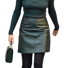 NEW WOMENS VIRAL Women's genuine lambskin leather short skirt , Measure to made