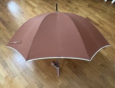 ARAMIS UMBRELLA 37" BROWN CLOTH WITH WHITE TRIM NEW