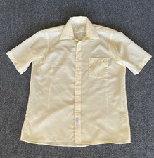 Christian Dior VTG Shirt Yellow Pinstripe Short Sleeve Dacron Chemises 1980s