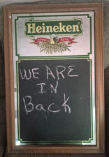 Vintage Heineken Imported Beer ChalkBoard/Mirror Authentic Rare! 29.5”X19.5” USA