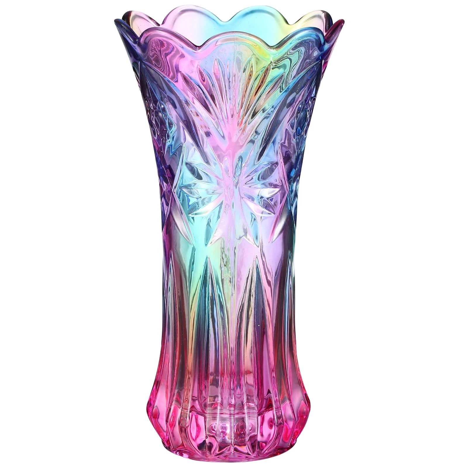 Multicolor Clear Glass Vases Wide Mouth Gradient Flower Vase for Bookshelf Di...
Opens in a new wind