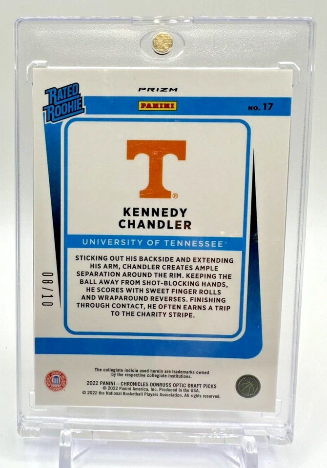 2022-23 Chronicles Optic Draft Picks Kennedy Chandler True Gold Prizm 8/10 RC - Image 2 of 2