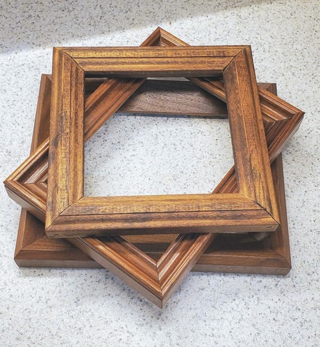 3 Vintage moderne & traditionelle Holzrahmen 7" Quadrat 5 x7 kein Glas Fotos Handwerk