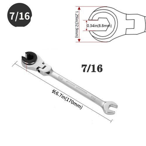 Standard Tubing Ratcheting Wrench SAE Flexible Head Reversible Ratchet Wrench - Picture 17 of 26