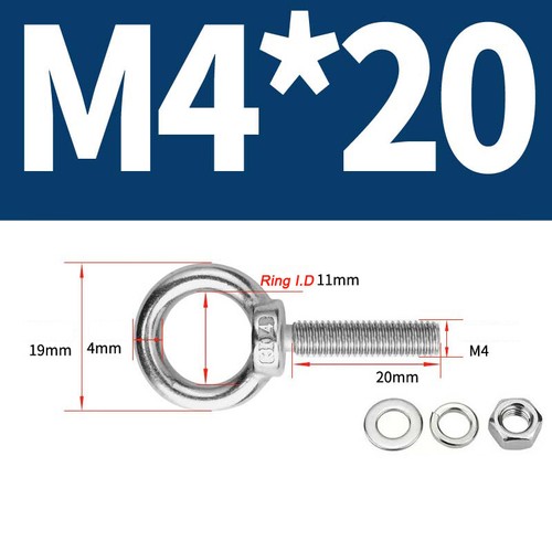 Stainless steel lifting eye bolt A2 Marine grade longshank nut M3 M4 M5 M6- M30 - Picture 17 of 119