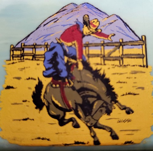 Seltene Rarität Vintage Kinder Seifenetui grün Bakelit Cowboy Reise ST - Bild 2 von 10