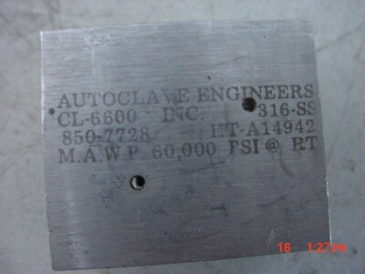 Autoclave Engineers CL6600 High Pressure Elbow Fitting  850-7728  no fittings