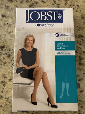 Jobst Ultrasheer Pattern 20-30 Black Knee Compression Stockings