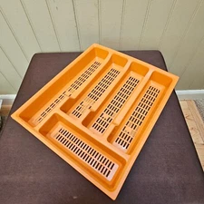 Vtg Action Industries Orange Lattice Utensil Flatware Drawer Organizer 15024