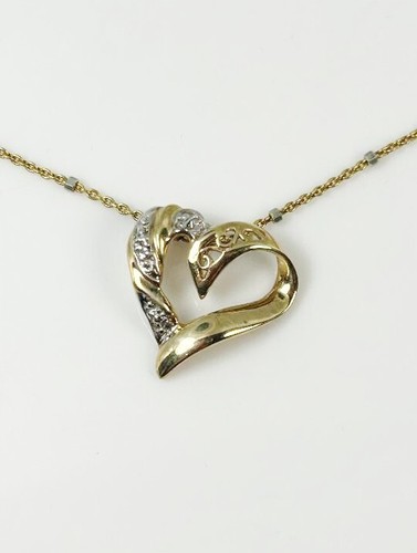 10 K Yellow Gold Diamond Open Heart Pendant Stamped 10k - Bild 3 von 7