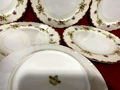 Harmony House Wembley Fine China Set Of 6 Floral Gold Rim Dinner