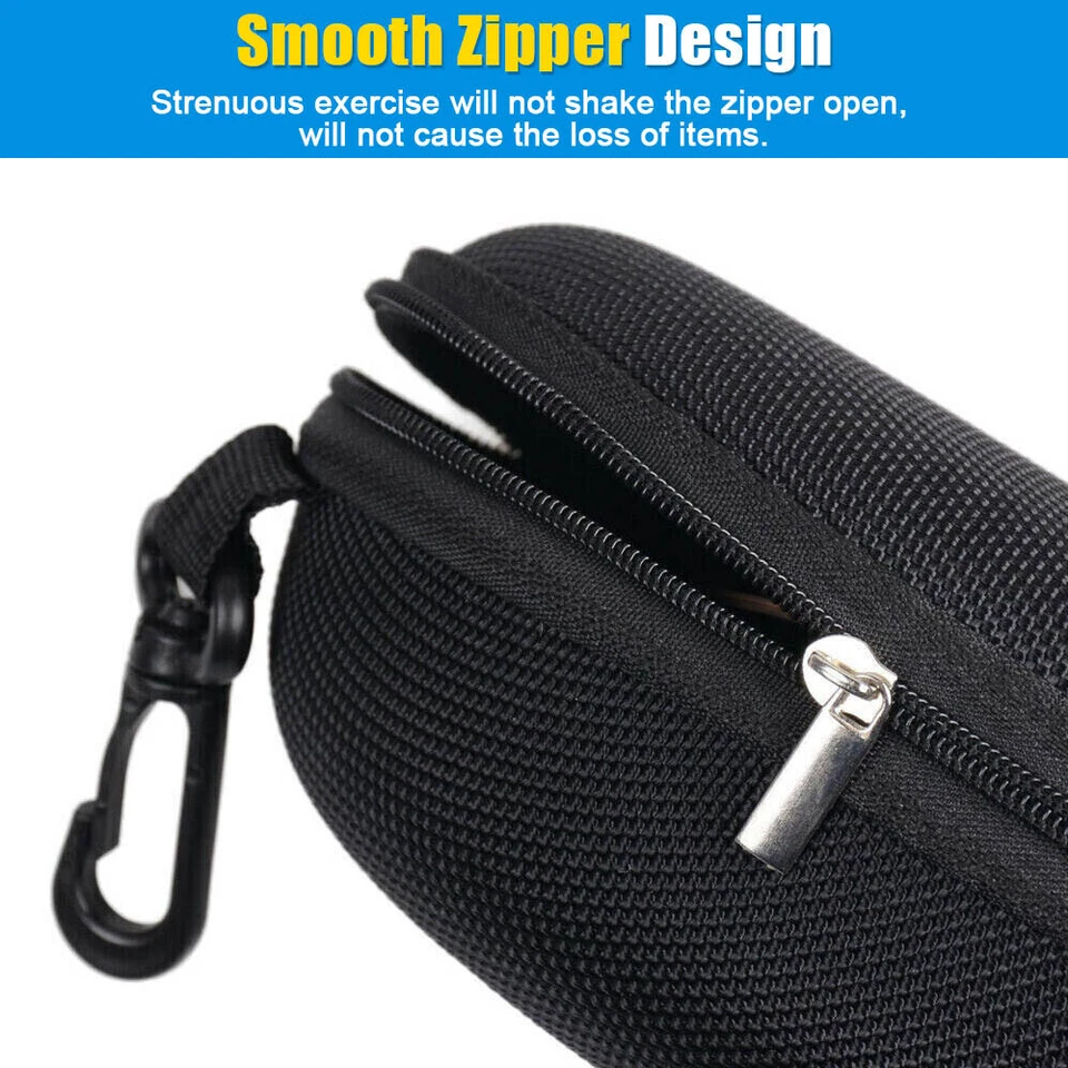 Paquete de 1-10 gafas estuche rígido caja gafas de sol protector carcasa cremallera clip para cinturón Foto 3 de 4