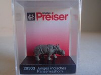 Preiser Junges Indisches Panzernashorn Wildtiere Zoo Zirkus 29503 H0 1:87 Ovp