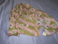 NWT Vintage Sheer Scarf by Echo 100 Silk Japan 1950s Pink/Green/Flower WOW 