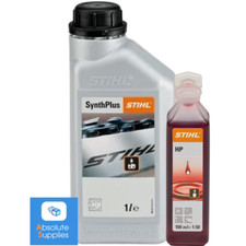 1 LITRE GENUINE STIHL SYNTH PLUS CHAINSAW CHAIN BLADE OIL + 100ml TWO STROKE OIL