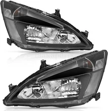 HeadLamps For 2003 2004 2005 2006 2007 Honda Accord Headlights Pair LH+RH Black