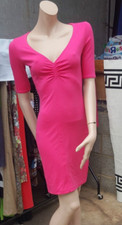 H&M  Pink Stretchy V Neck  Bodycon Midi Dress  UK 8