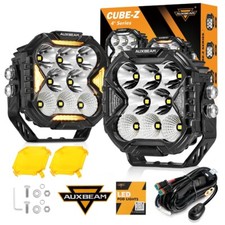 AUXBEAM 4"inch LED Work Pod Light Bar Combo Offroad 4WD Driving Fog Light Amber