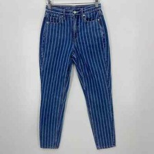 American Eagle Jeans Women's Size 00 Blue Striped Mom Jean High Rise