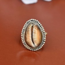 Cowrie Shell Gemstone Ring 925 Sterling Silver Statement Ring Dainty Ring Gift