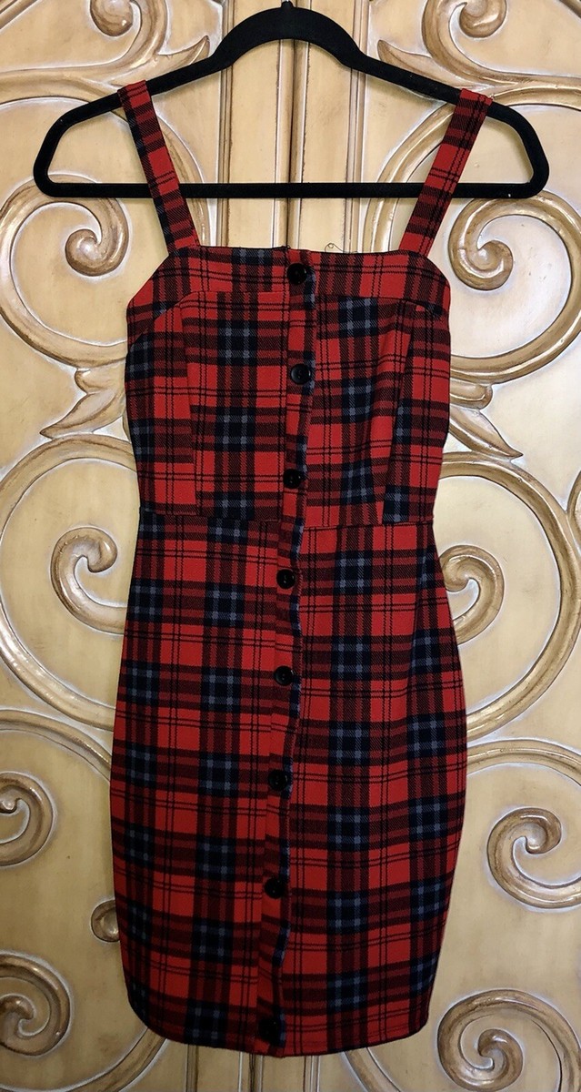 Charlotte Russe Red & Black Plaid Bodycon Dress ~ Size X-Small EUC | eBay