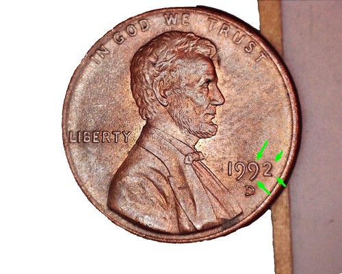 1992-D Penny RD Small Date Lincoln Memorial Cent DDOR Wide AM 1C