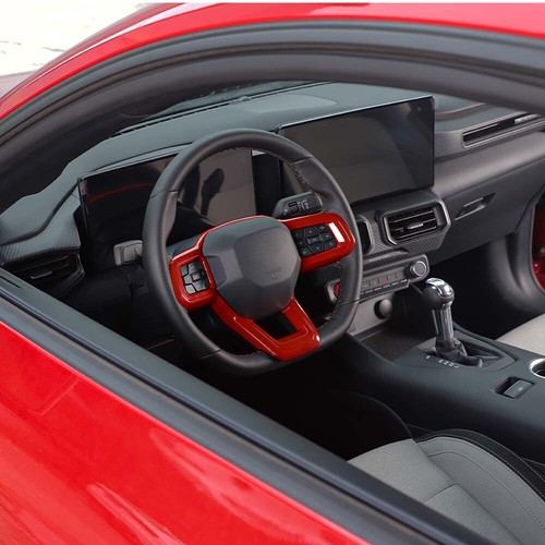 Red Inner Center Steering Wheel Frame Trim Decor Cover for Ford Mustang 2024+ US - Picture 4 of 13
