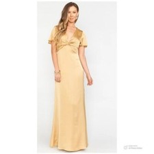 Show Me Your MuMu Size Medium Gold Luxe Satin Rome Twist Gown NWOT