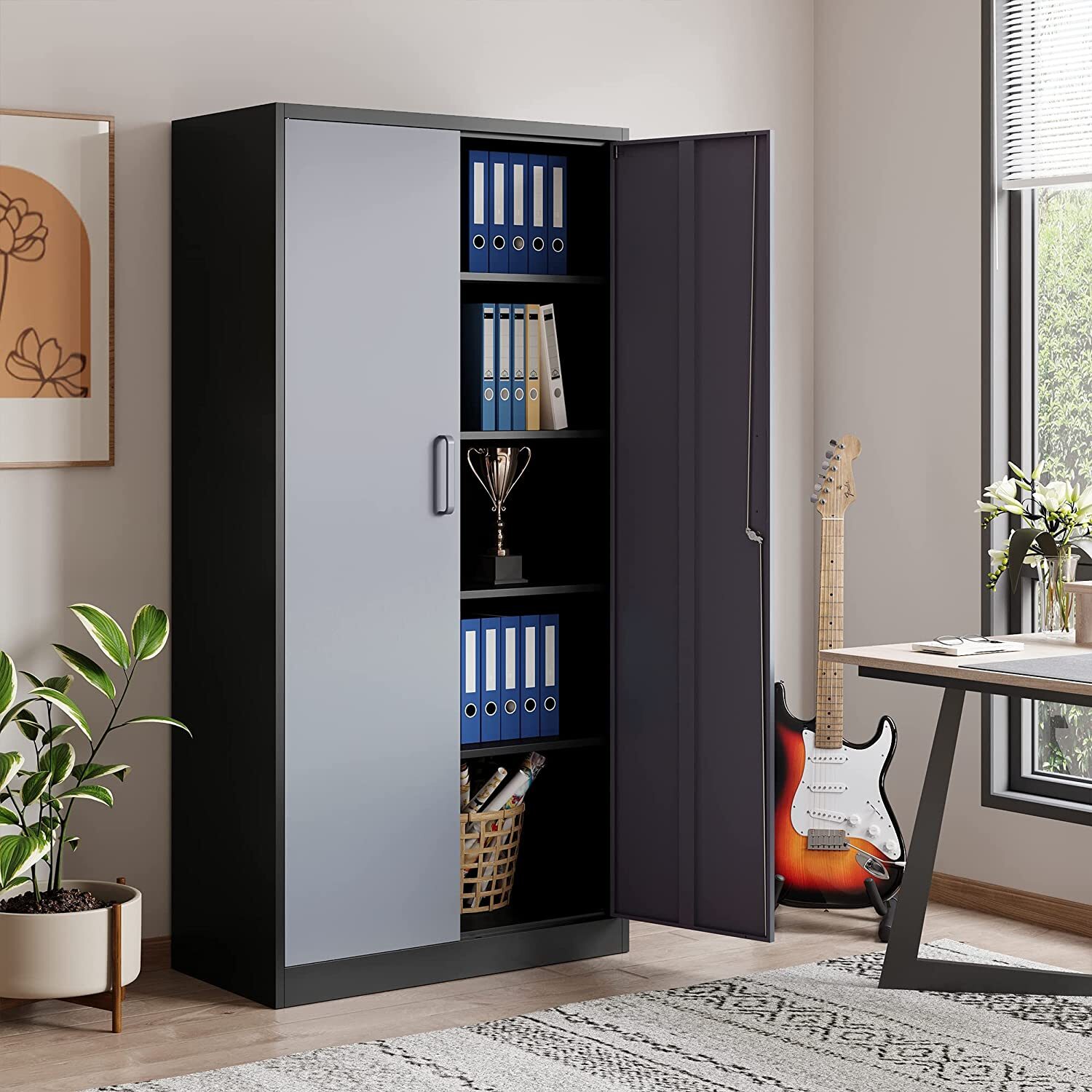 71'' Metal Storage 900lb Tall Locking Adjustable Shelves Garage