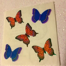 1 SQUARE SANDYLION HAPPY BUTTERFLY STICKER RARE VINTAGE NEW 5 PCS