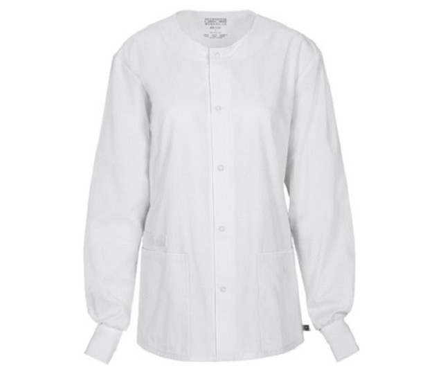 Cherokee Workwear Scrub Unisex Snap Front Jacket 34350A WHTW White | eBay