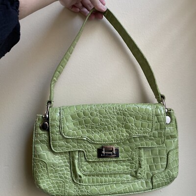 nine west Crocodile Embossed Vegan Green handbag | eBay
