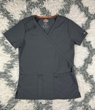 Dickies Women's Gray Short Sleeve Scrub Top Size XS 2-Pocket
