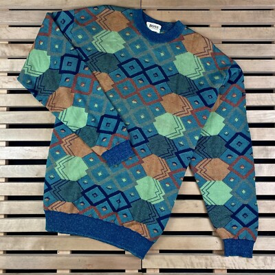 Mens Sweater Sweatshirt Hugo Boss Vintage Size 48 Multicolor