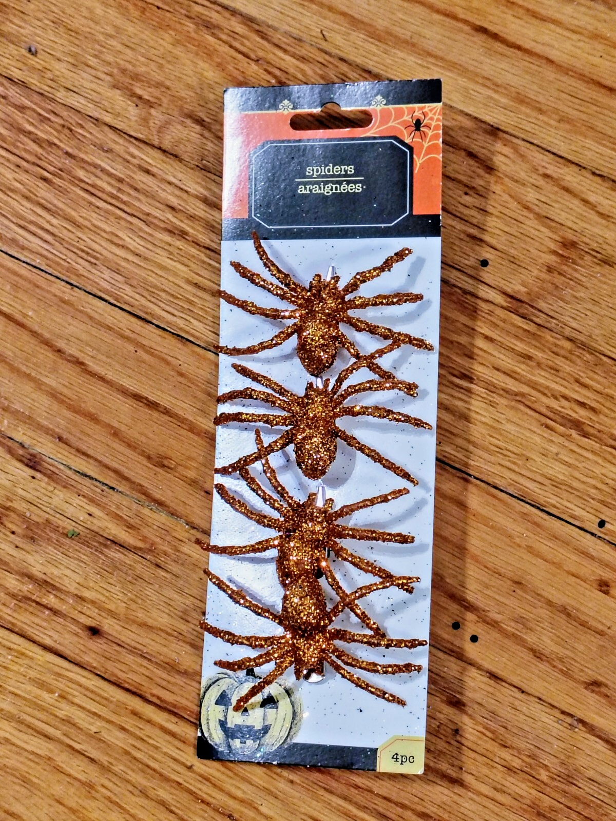 Orange or Purple Glitter Spider & Bat Halloween Hair Clips