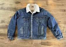 Vintage 80s LEVI'S AUTHENTIC Sherpa Lined Trucker Denim Jacket Blue USA Extra Lg