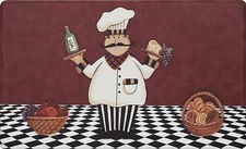 ANTI-FATIGUE NON SLIP FLOOR MAT (18"x30") PVC,FAT CHEF ON CHECKERED FLOOR, Achim