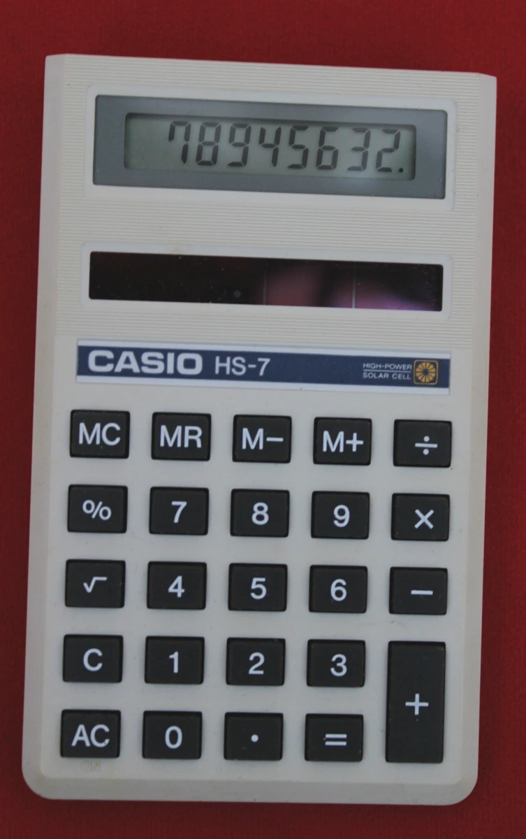 CASIO HS 7 CALCULATOR 8 DIGIT SOLAR CELL BATTERY FULL WORKING CONDITION BOX