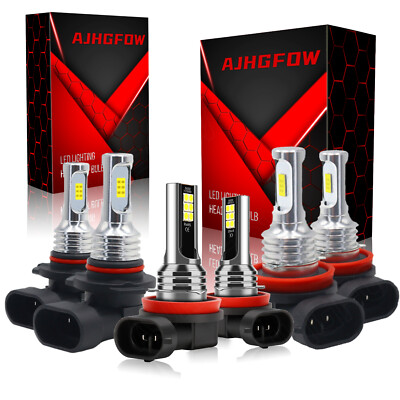 9005 H11 H11 LED Headlight+Fog Light Super Bright Bulbs Kit 8000K White High Low