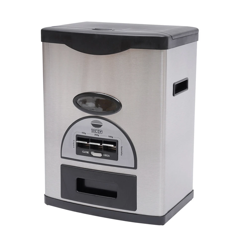 Dispensador de arroz automático de 22 lb dispensador de arroz de acero inoxidable caja de almacenamiento de arroz negro Foto 4 de 4