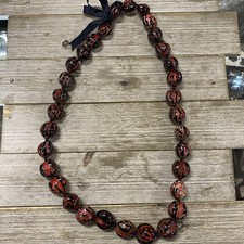 Hawaii Kukui Nut Black & Red Beaded Necklace Lei 36?